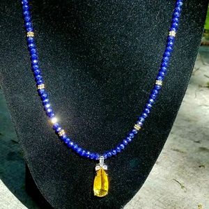 Citrine & Blue Iridescent Crystal Necklace